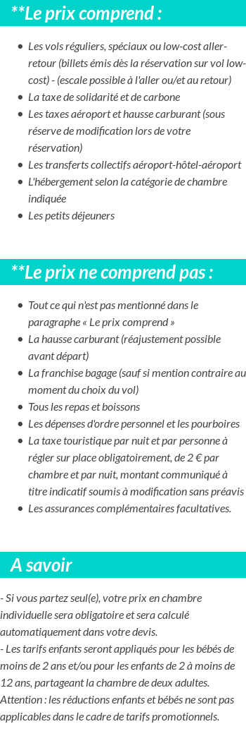 Conditions tarifaires