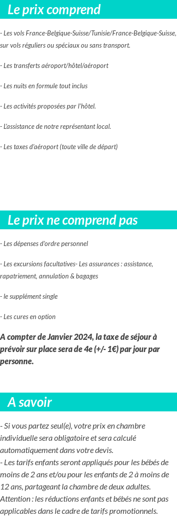 Conditions tarifaires
