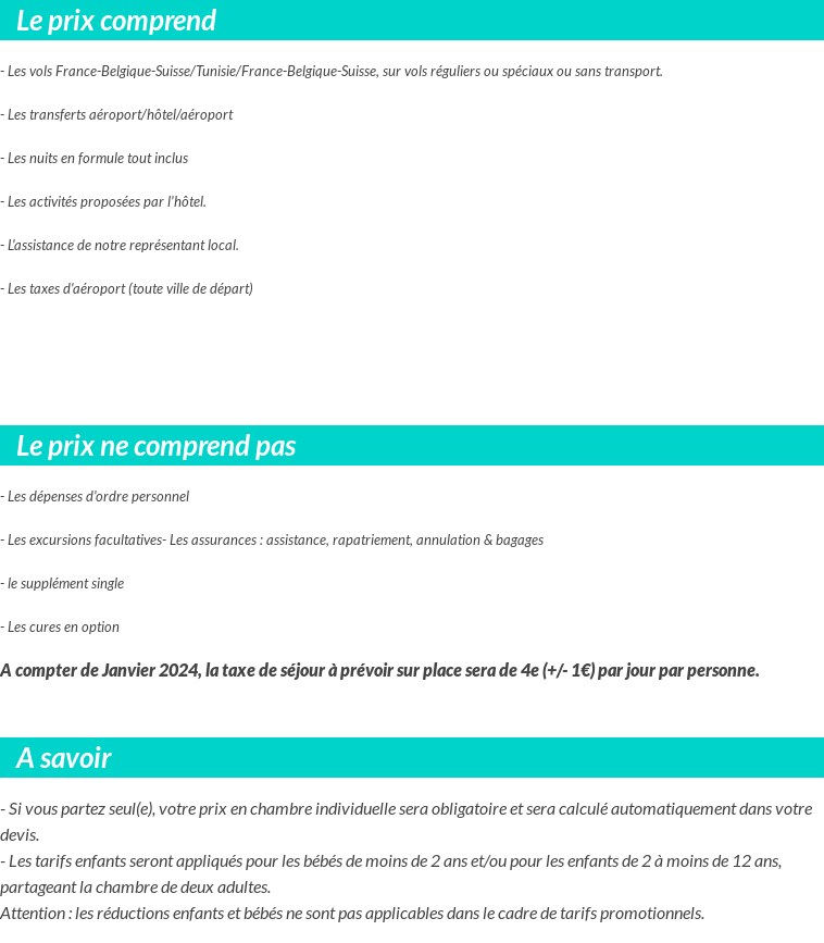 Conditions tarifaires