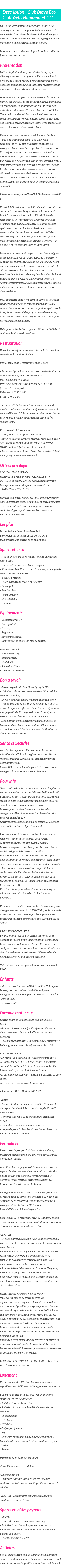 Détails du séjour