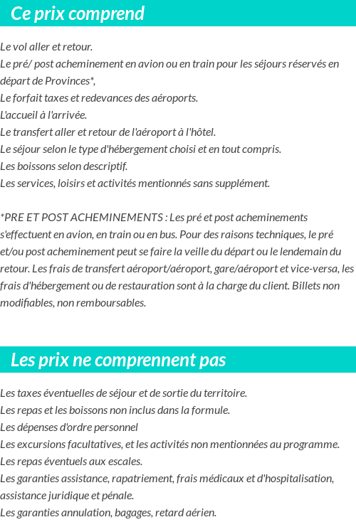 Conditions tarifaires