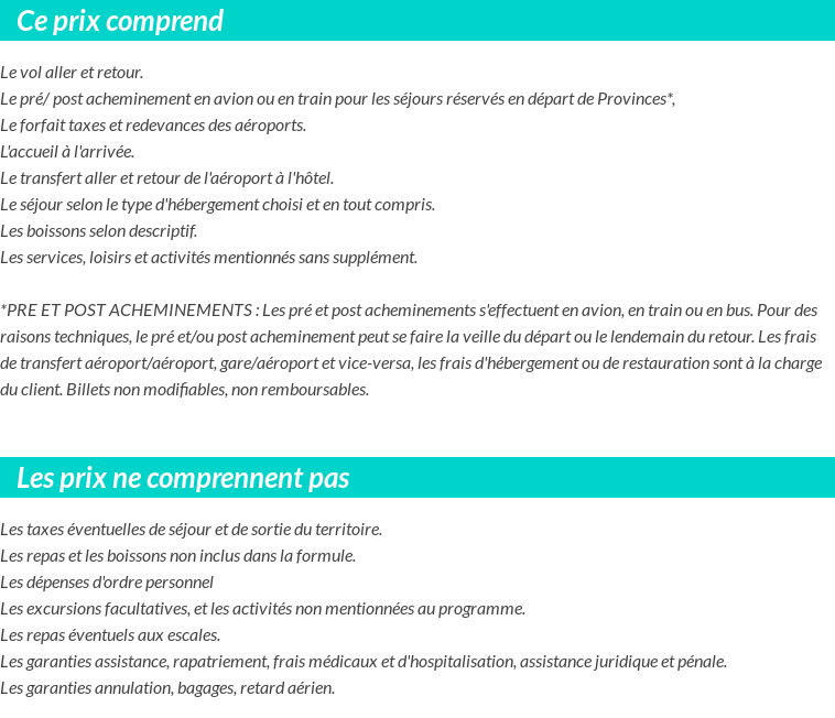 Conditions tarifaires