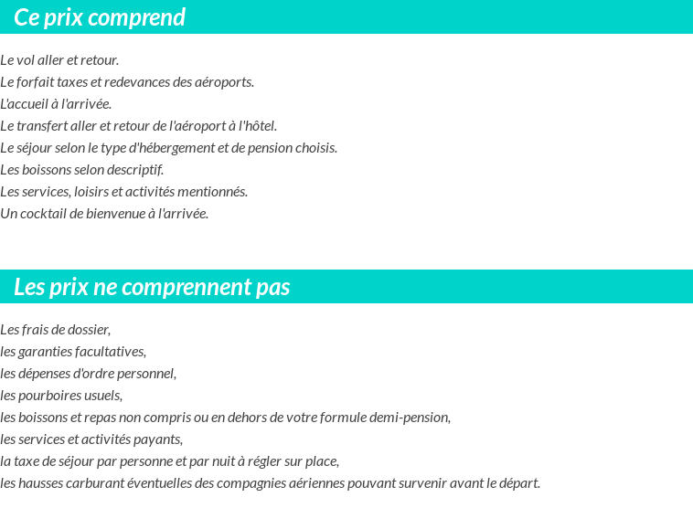 Conditions tarifaires