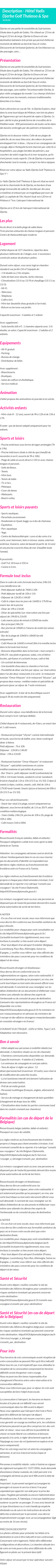 Détails du séjour