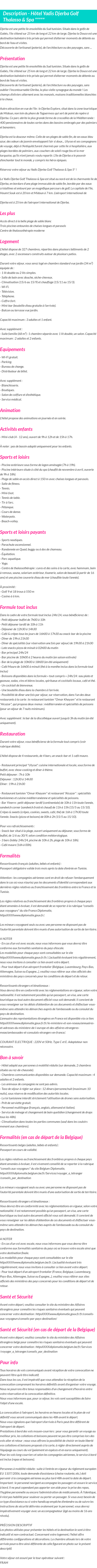 Détails du séjour
