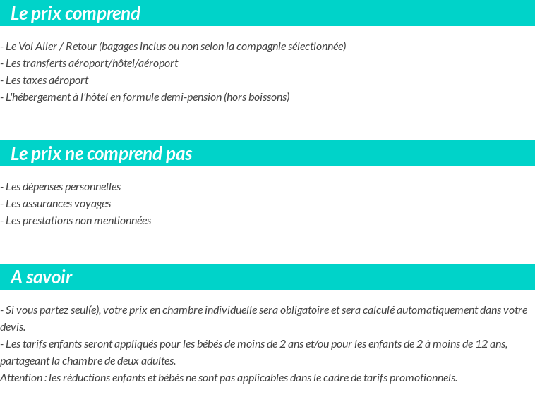 Conditions tarifaires