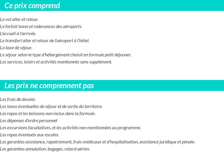 Conditions tarifaires