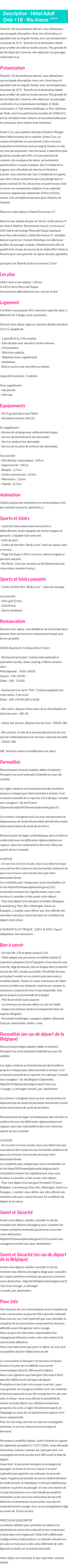 Détails du séjour