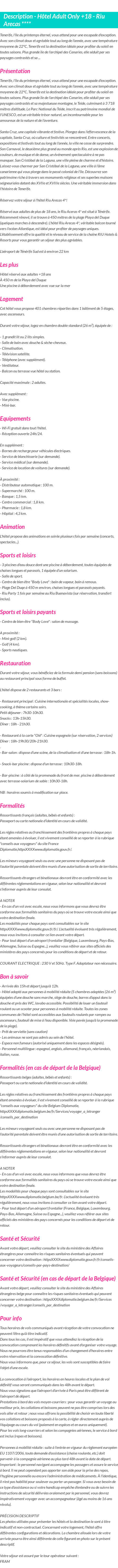 Détails du séjour