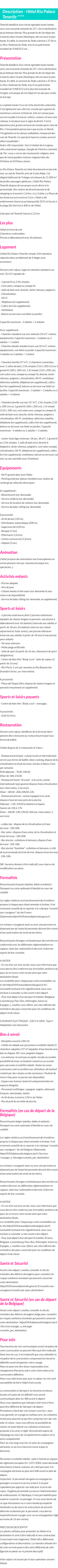 Détails du séjour