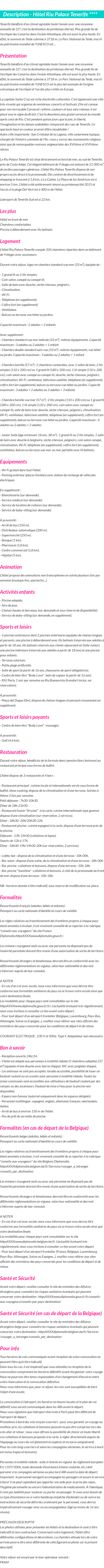Détails du séjour