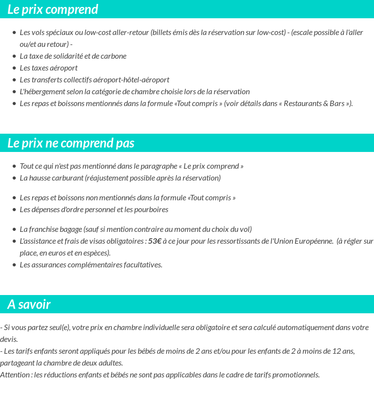 Conditions tarifaires