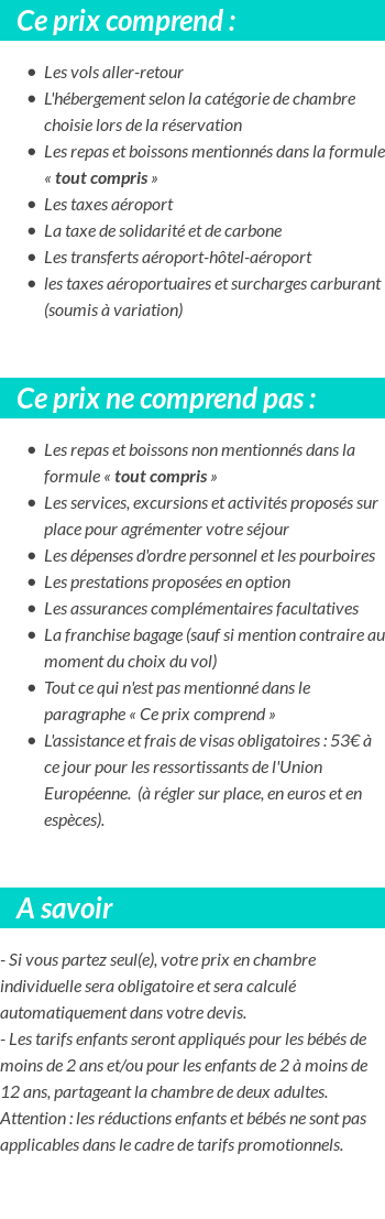 Conditions tarifaires