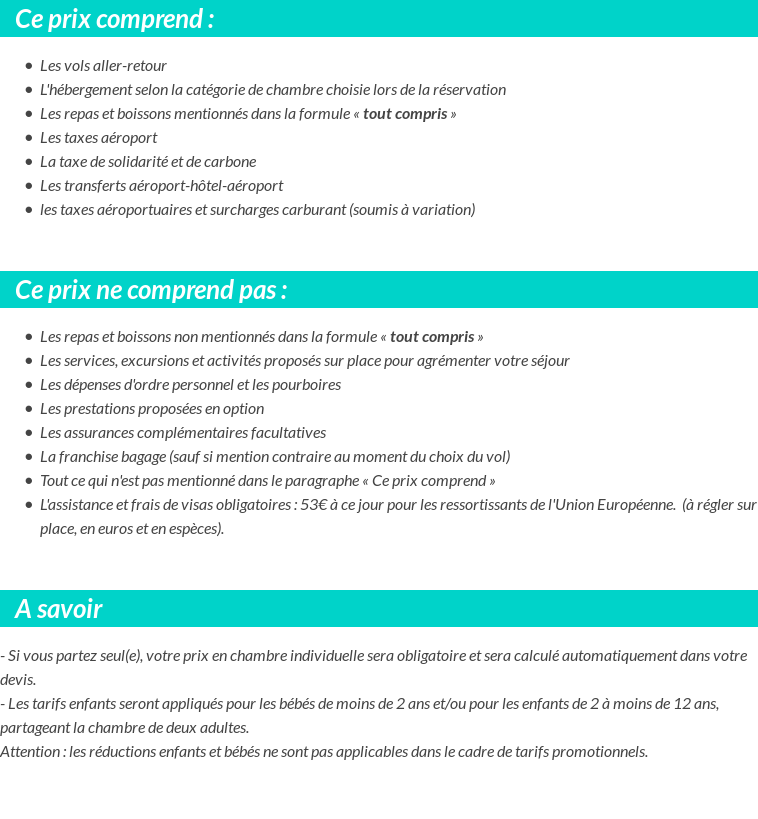 Conditions tarifaires