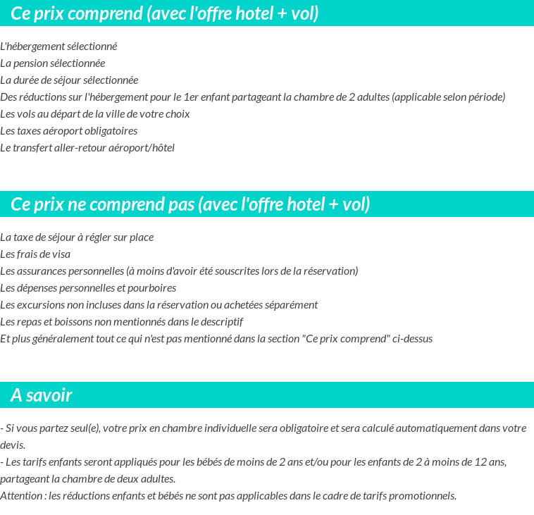 Conditions tarifaires