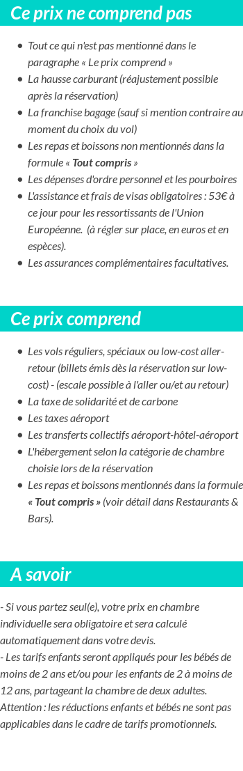 Conditions tarifaires