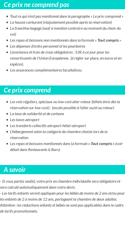 Conditions tarifaires