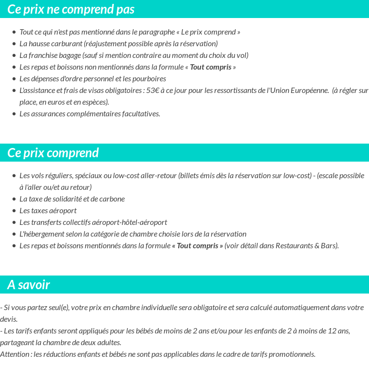 Conditions tarifaires