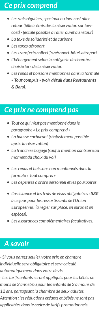 Conditions tarifaires