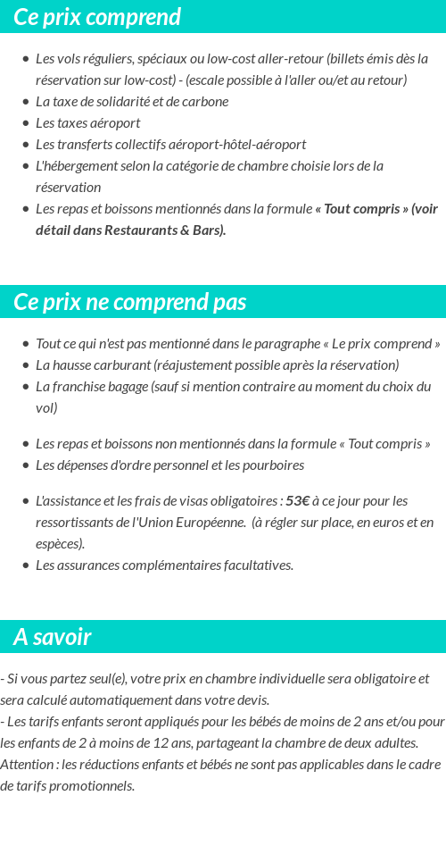 Conditions tarifaires