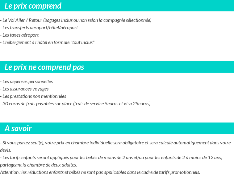 Conditions tarifaires