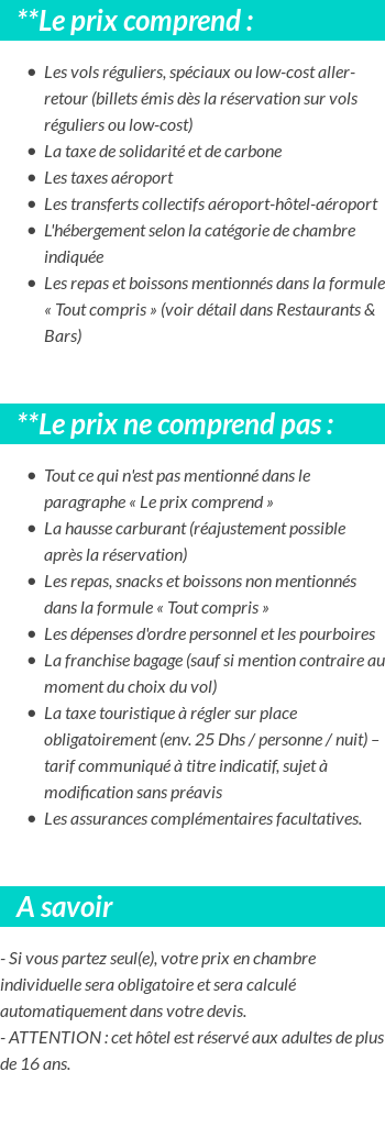 Conditions tarifaires