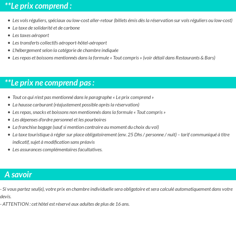 Conditions tarifaires