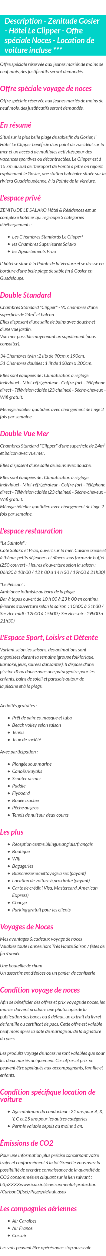 Détails du séjour