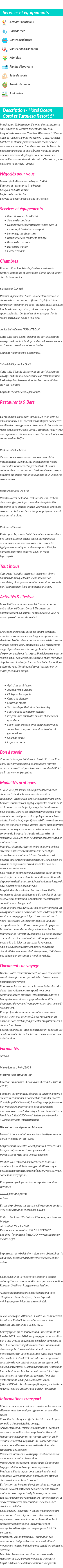 Détails du séjour