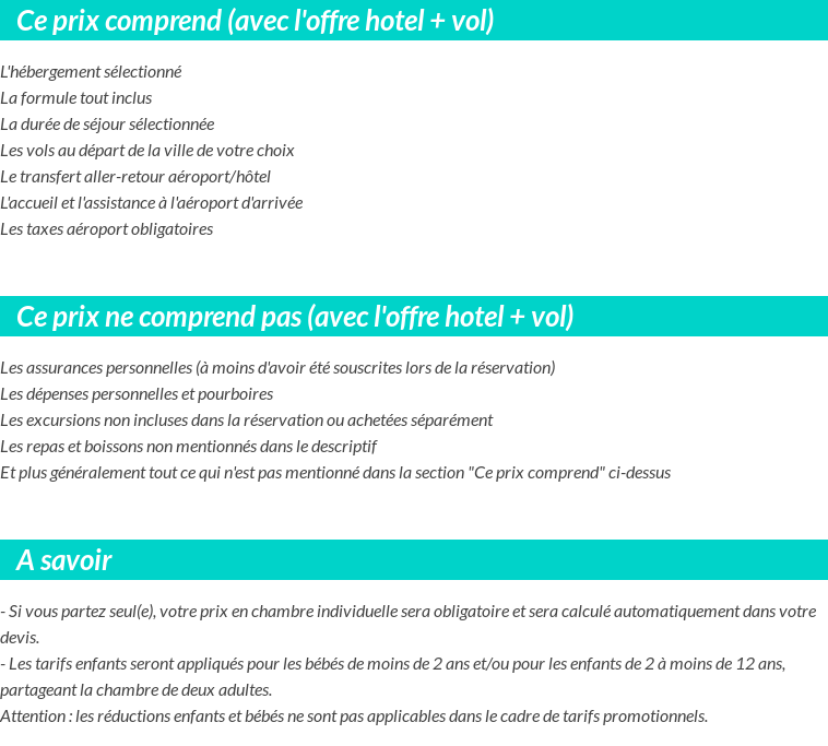 Conditions tarifaires