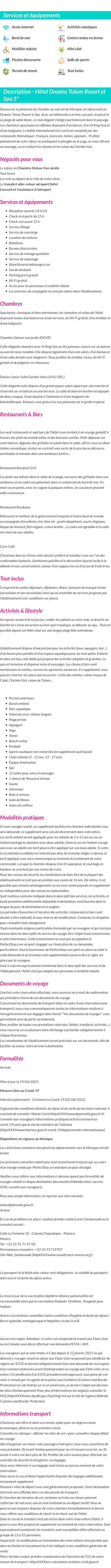 Détails du séjour