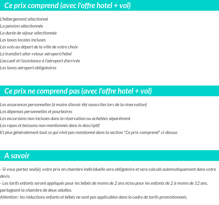 Conditions tarifaires