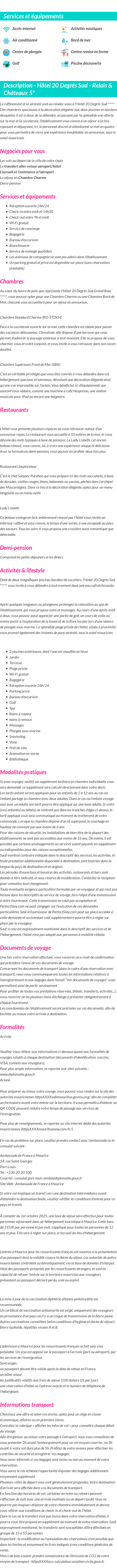 Détails du séjour