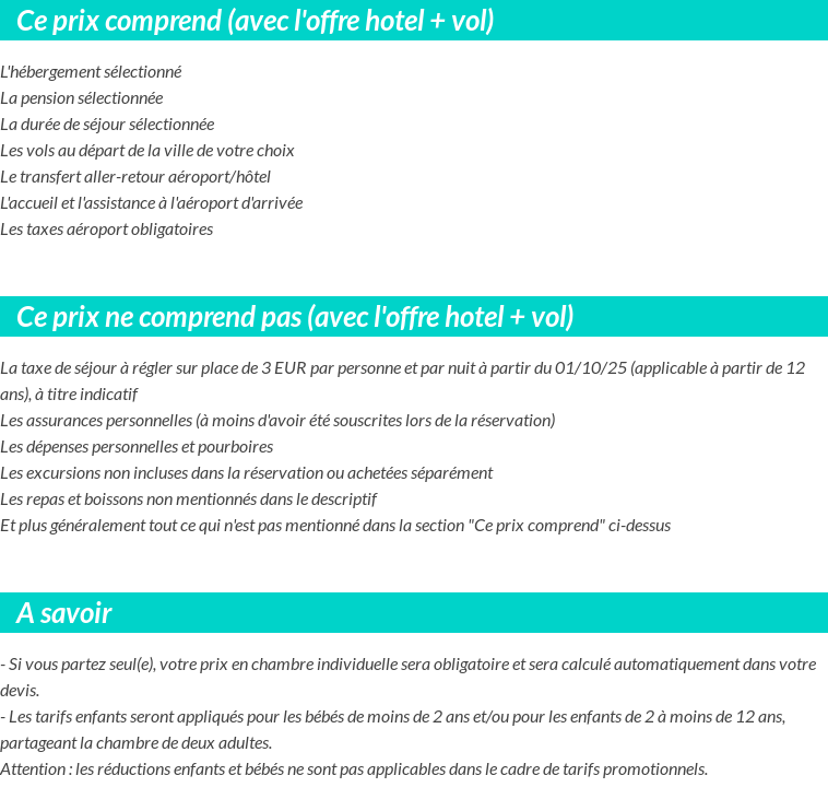 Conditions tarifaires