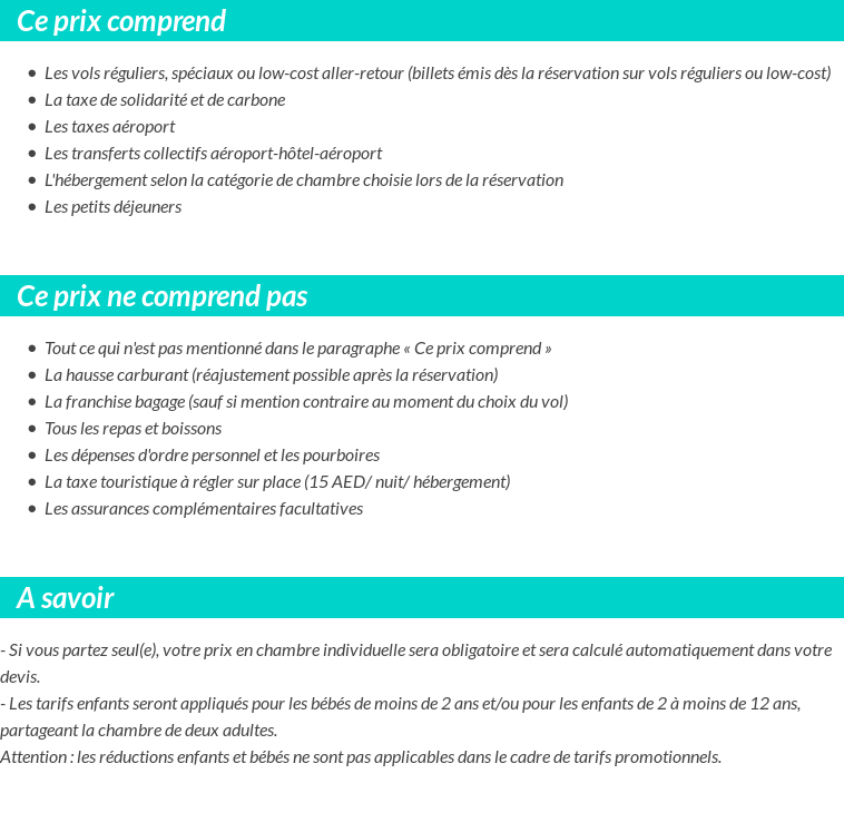 Conditions tarifaires