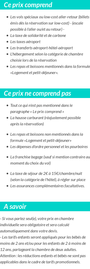 Conditions tarifaires