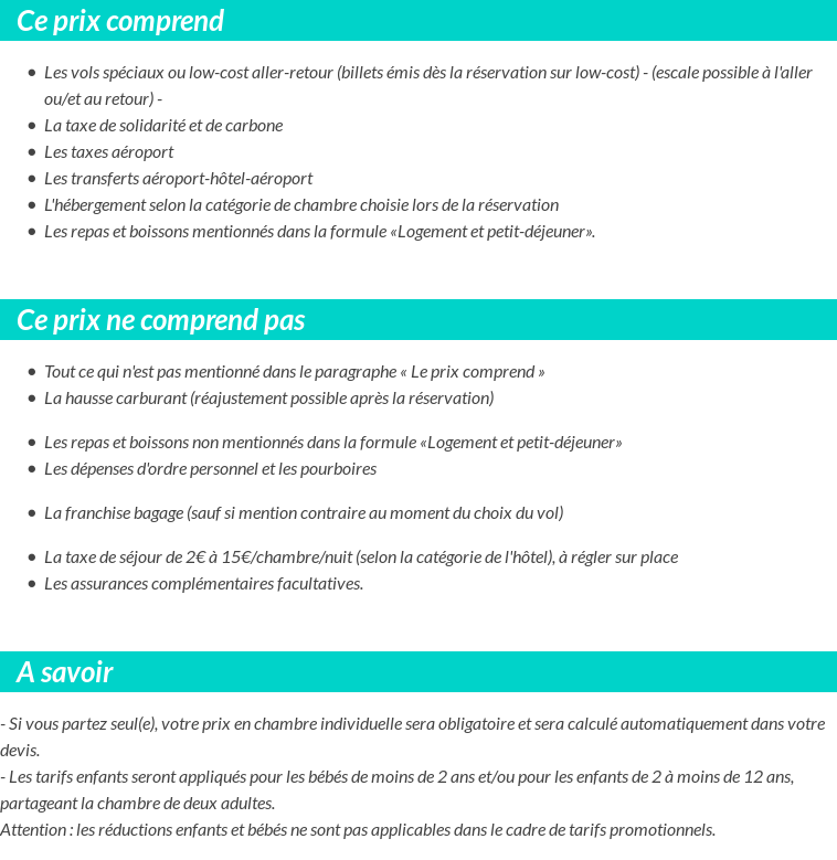 Conditions tarifaires