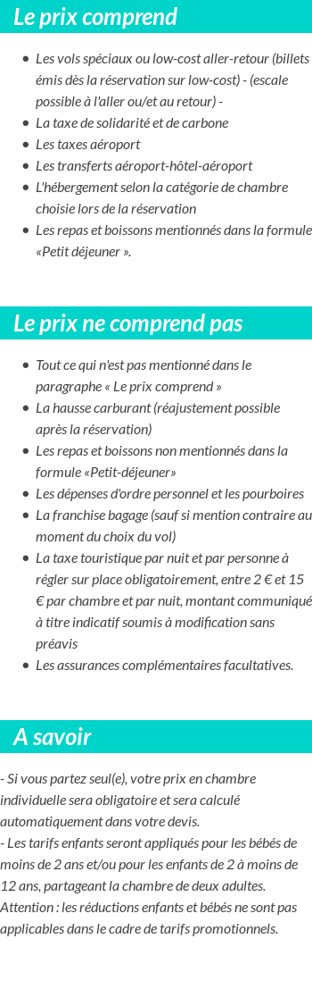 Conditions tarifaires