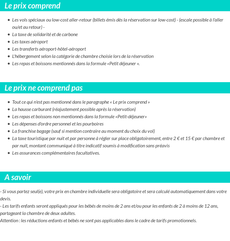 Conditions tarifaires