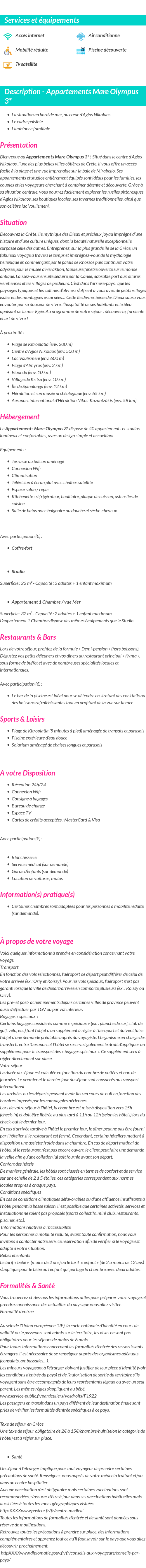 Détails du séjour