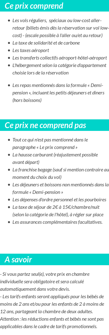 Conditions tarifaires