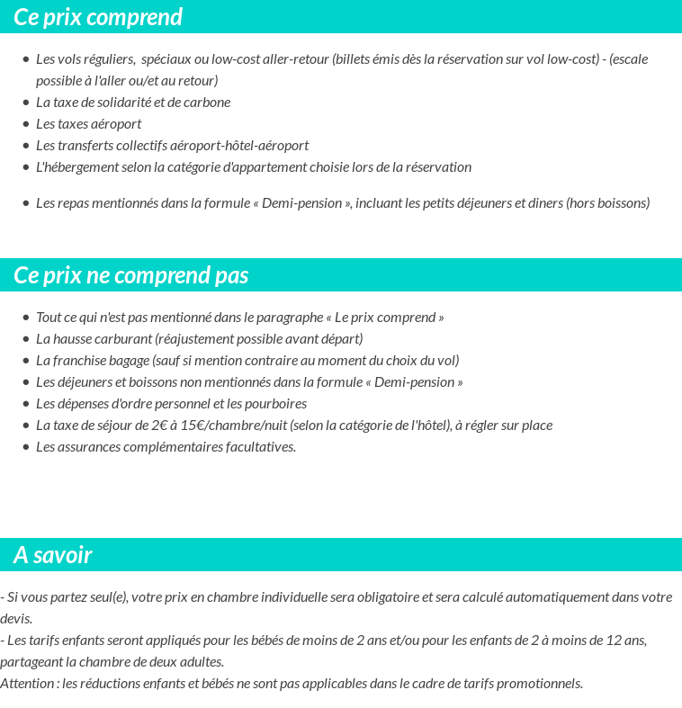Conditions tarifaires