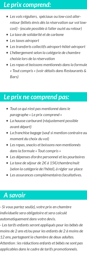 Conditions tarifaires