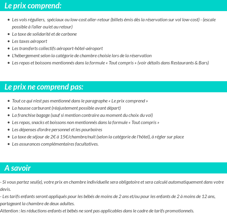Conditions tarifaires