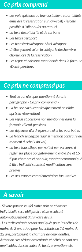 Conditions tarifaires