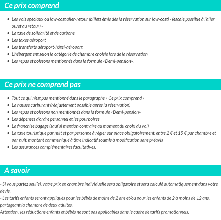 Conditions tarifaires