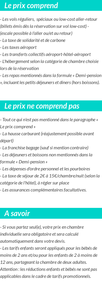 Conditions tarifaires