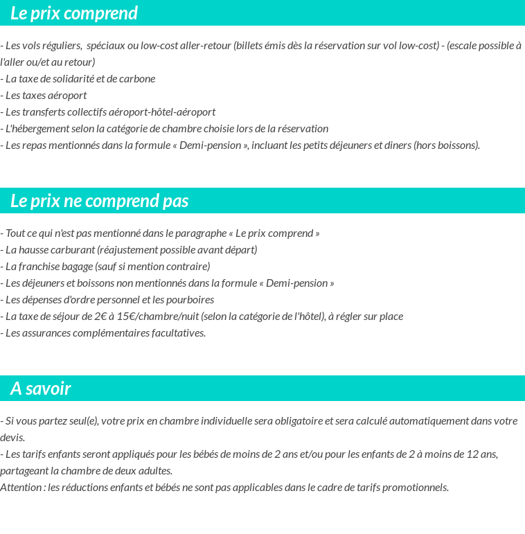 Conditions tarifaires