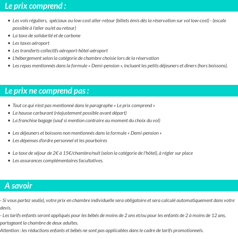 Conditions tarifaires