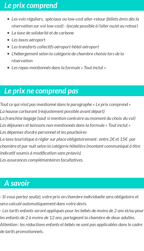 Conditions tarifaires